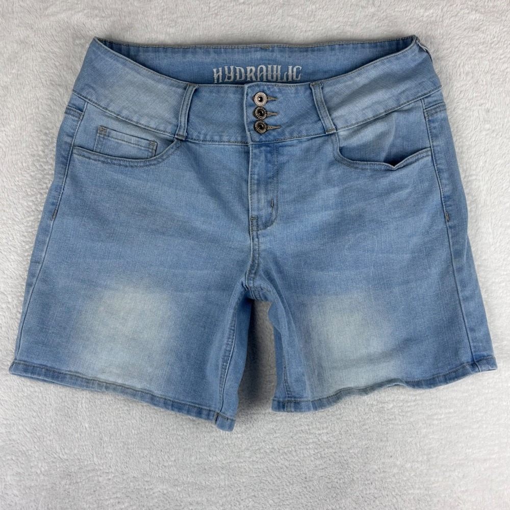 Hydraulic‎ Denim Shorts Mid Rise Curvy Fit Light Wash Jean Shorts Size 12